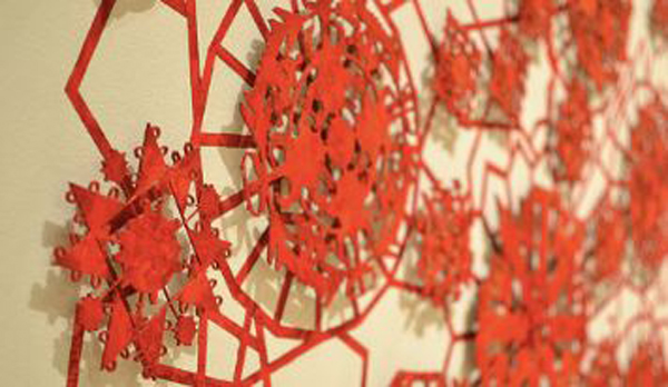 Michael Brennand-Wood “Lace the Final Frontier” (Installation detail from "Lost in Lace" exhibition at Birmingham Museum and Art Gallery) 2012. Photo by Deborah Cardinal. Used by permission.