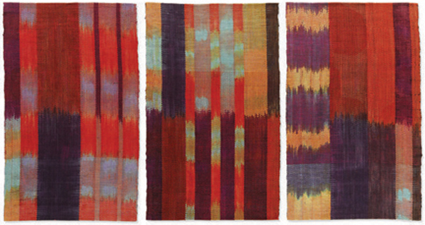 Ann Roth “Leap Year” 2012 134" x 64" Cotton: shibori warp, ikat weft; hand dyed and hand woven. Photo by Doug Van De Zande