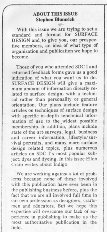 Blumrich letter first SDA newsletter issue