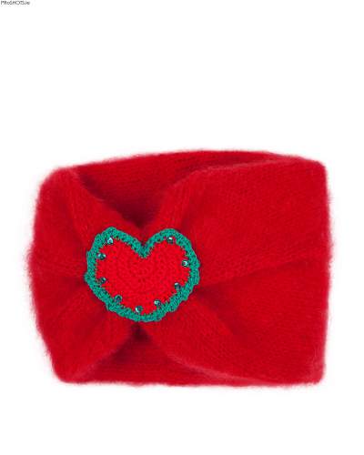 Scarlet Heart Knitted Cowl With Crochet Heart