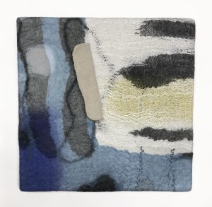 Jorie Johnson, "Sumi Series: Toronto Blue," Sumi Ink application on fabric, Feltmaking, 10" x 10" x 1," 2019, www.joirae.com
